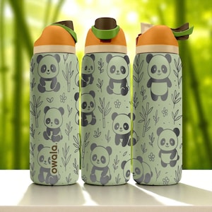 Engraved Panda Tumbler – Cute Owala Water Bottle with Bamboo Panda Design – 16oz 24oz 32oz 40oz