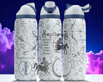 Boogschutter sterrenbeeld gegraveerde Owala-fles – 16oz 24oz 32oz 40oz astrologiecadeau – boogschutter sterrenbeeld waterfles voor haar of hem