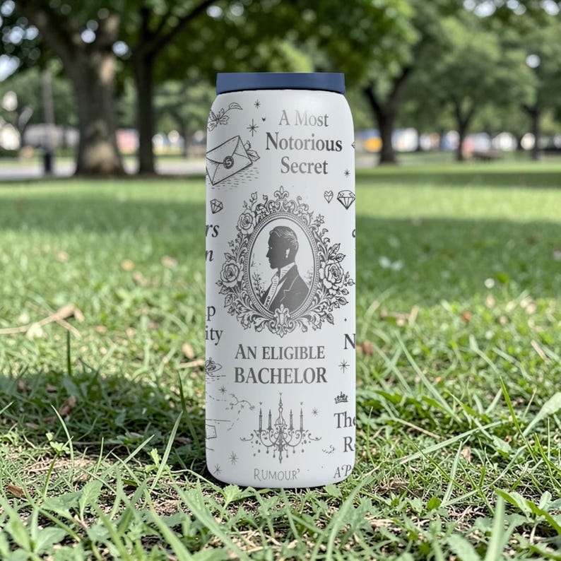 Regency Romance Gravierte Owala Flasche - Vintage Society Muster - Bücherliebhaber Edelstahl Wasserflasche 16oz 24oz 32oz 40oz ⸻ Bild 8