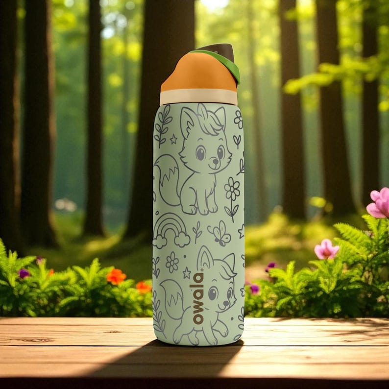 Fox Forest Owala Bottle – 16oz 24oz 32oz 40oz Engraved Cute Animal Cup – Woodland Themed Gift – Kids Wildlife Adventure Drinkware image 6