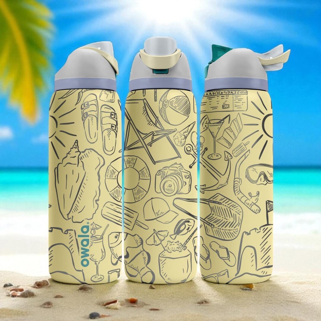 Beach Day Owala Bottle – 16oz 24oz 32oz 40oz Engraved Summer Icons