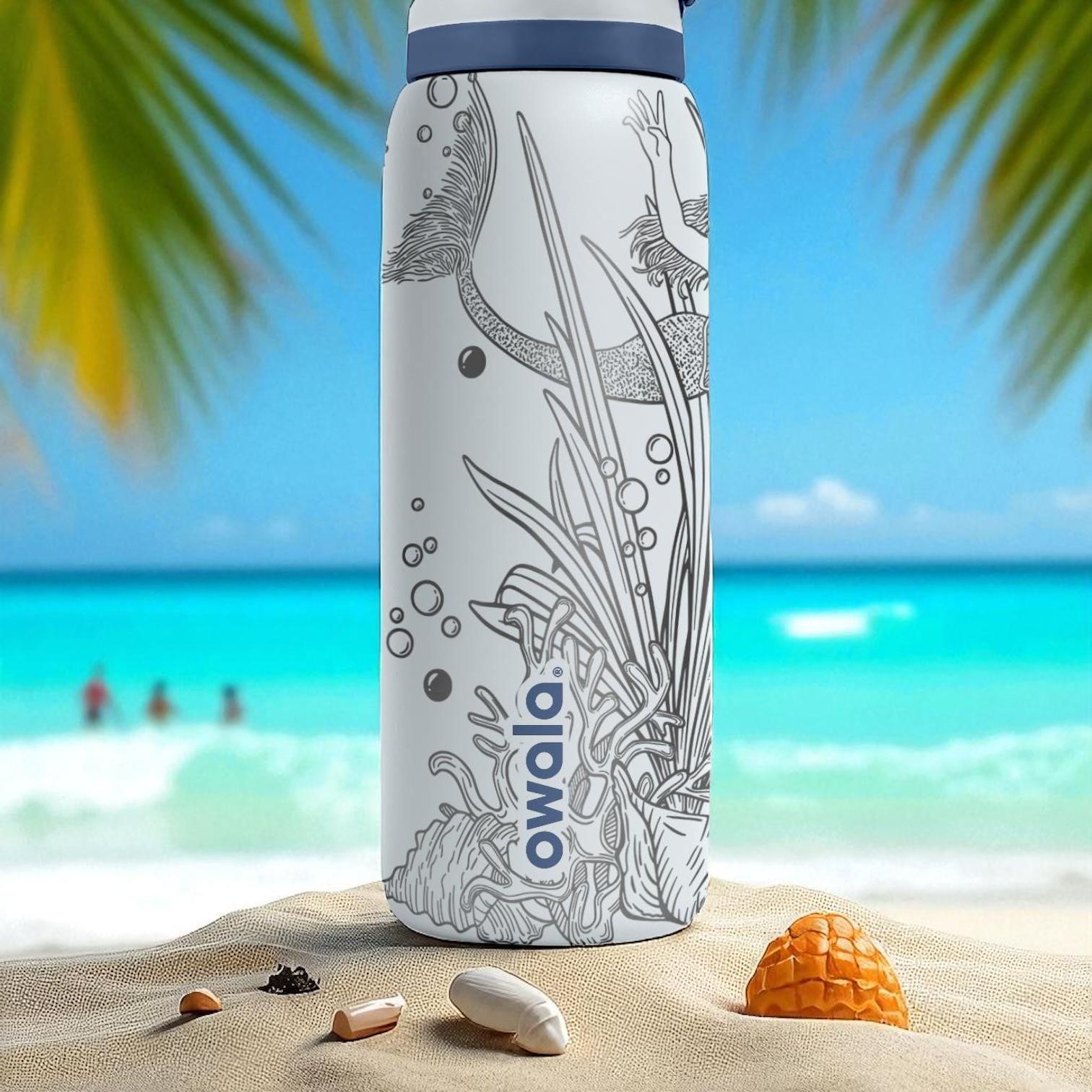 Mermaid Owala Bottle – 16oz 24oz 32oz 40oz Laser Engraved Ocean
