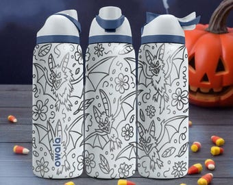 Botella Owala con grabado de murciélagos de Halloween – Diseño de envoltura de murciélago espeluznante – Vaso de acero inoxidable de 16 oz, 24 oz, 32 oz y 40 oz