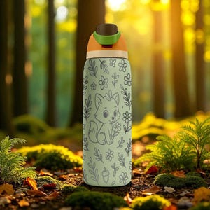 Fox Forest Owala Bottle – 16oz 24oz 32oz 40oz Engraved Cute Animal Cup – Woodland Themed Gift – Kids Wildlife Adventure Drinkware image 7