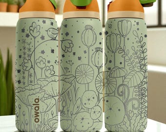 Vaso Jardín Botánico – 16 oz 24 oz 32 oz 40 oz Botella Owala FreeSip grabada – Regalo floral estilo cottagecore para amantes de la naturaleza