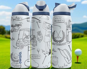Golf Lady Owala Bottle – Engraved Golf Wrap Design – Sports Stainless Steel Cup 16oz 24oz 32oz 40oz