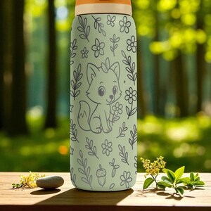 Fox Forest Owala Bottle – 16oz 24oz 32oz 40oz Engraved Cute Animal Cup – Woodland Themed Gift – Kids Wildlife Adventure Drinkware image 9