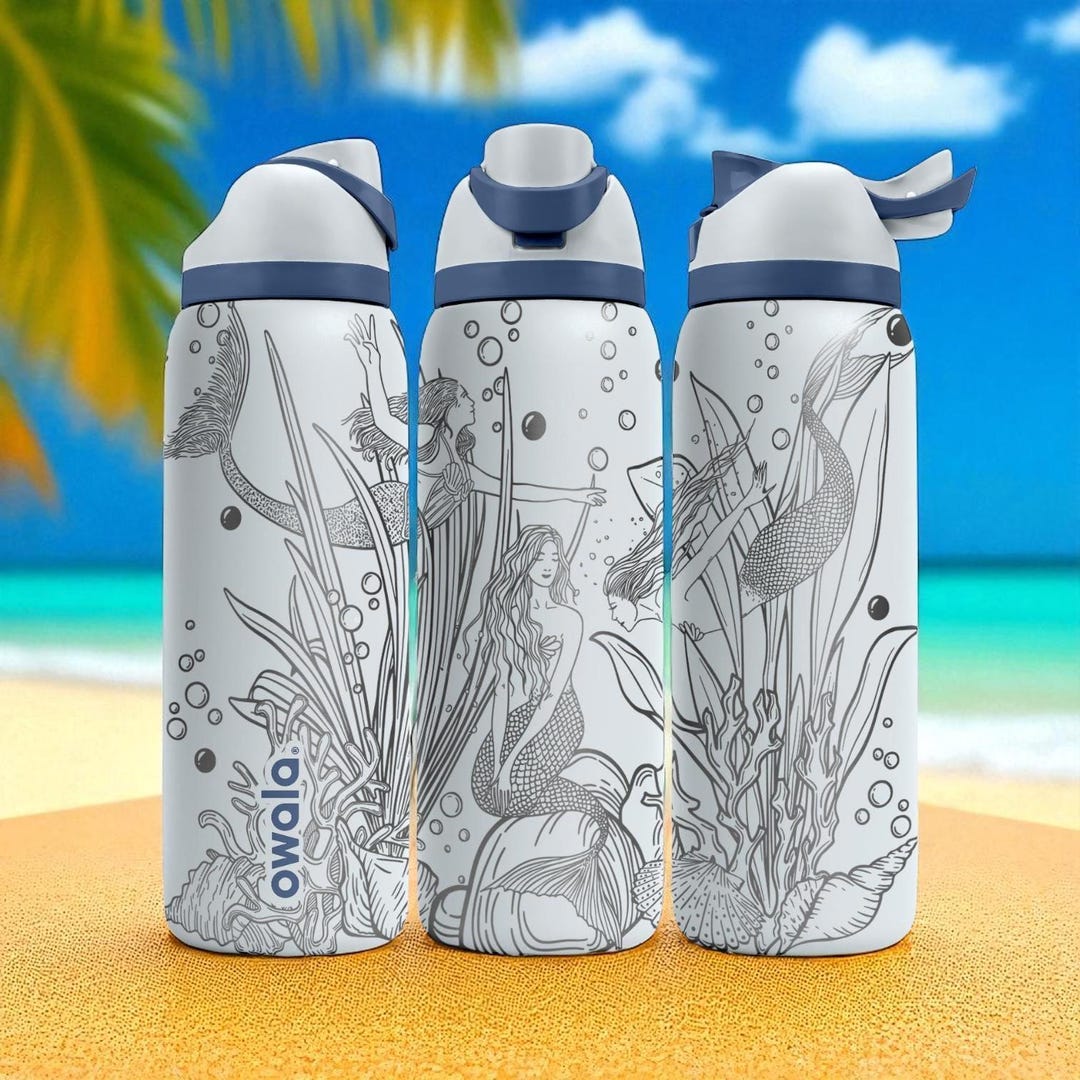 Mermaid Owala Bottle – 16oz 24oz 32oz 40oz Laser Engraved Ocean