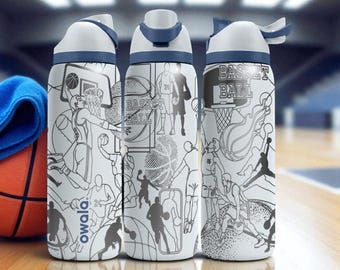 Owala-Flasche mit Gravur Basketball - Sportverpackungsdesign - Edelstahlbecher 16 Unzen 24 Unzen 32 Unzen 40 Unzen