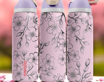 Vaso térmico Owala grabado con flores de cerezo – 16 oz, 24 oz, 32 oz, 40 oz, vaso Sakura Floral FreeSip – Regalo de primavera para ella
