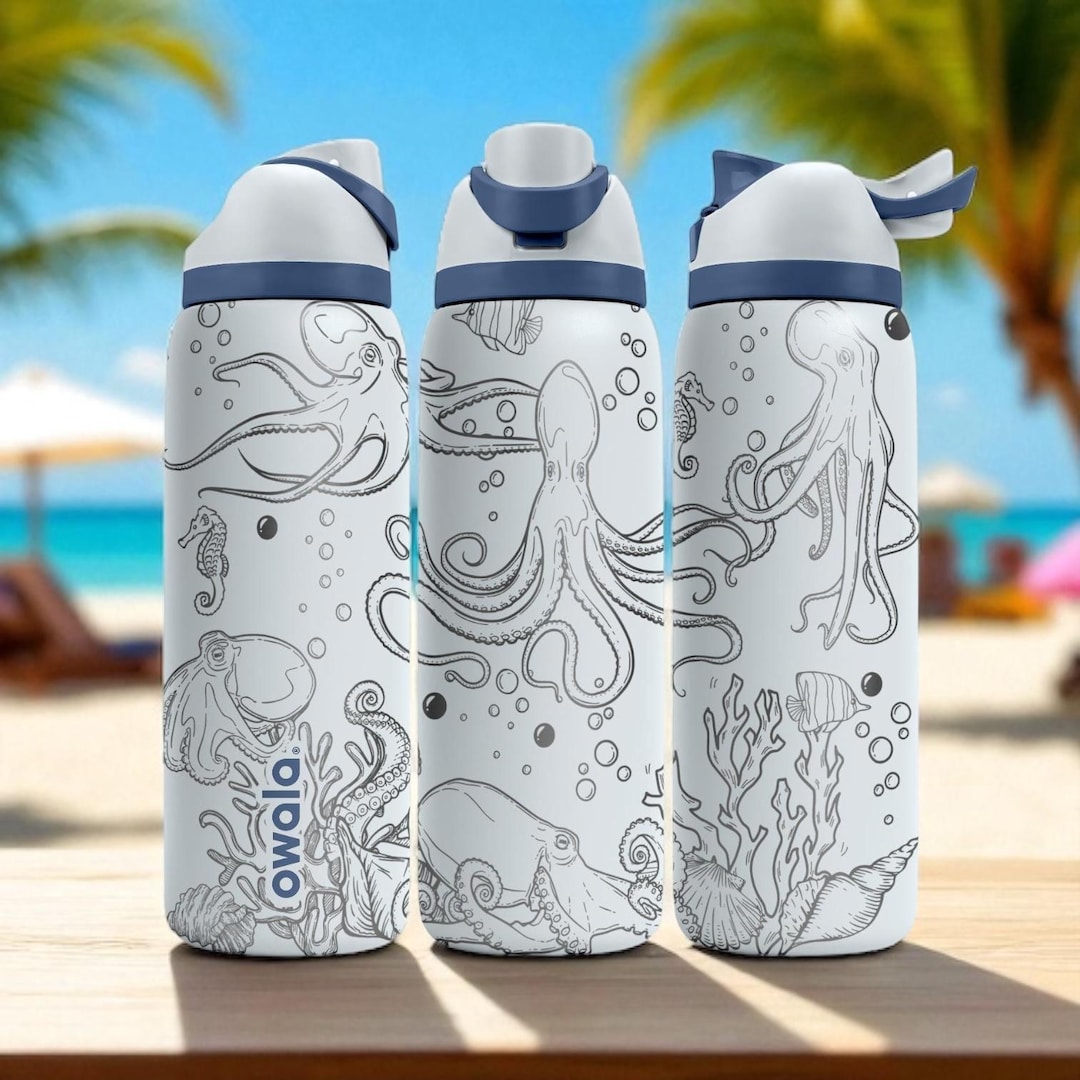 Octopus Owala Bottle – 16oz 24oz 32oz 40oz Engraved Sea Creature