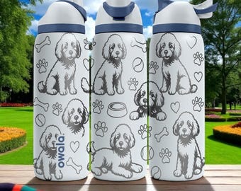 Labradoodle Engraved Owala Bottle – Cute Dog Gift for Doodle Lovers – 16oz 24oz 32oz 40oz Personalized Water Bottle with Paws