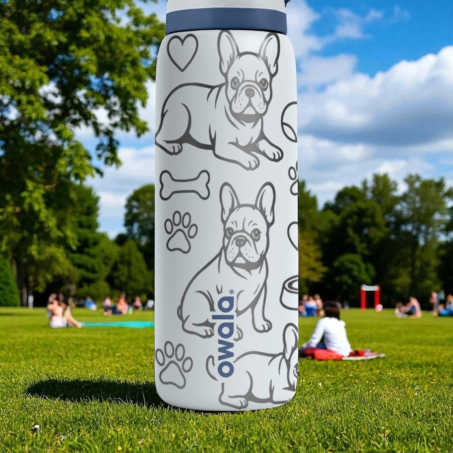 French Bulldog Engraved Owala Bottle – Cute Frenchie Gift With
