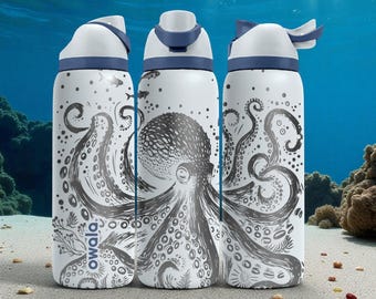 Octopus Engraved Owala Bottle – Ocean Tentacles & Sea Life Design – Marine Lover Gift Stainless Cup 16oz 24oz 32oz 40oz  ⸻