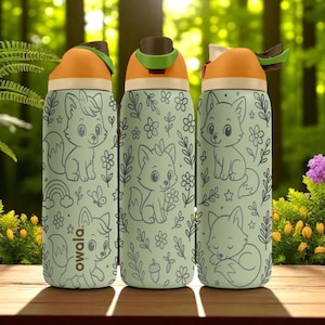 Fox Forest Owala Bottle – 16oz 24oz 32oz 40oz Engraved Cute Animal Cup – Woodland Themed Gift – Kids Wildlife Adventure Drinkware image 1