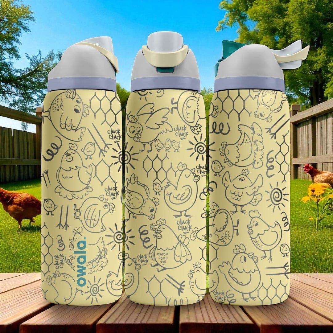 Engraved Chicken Owala Bottle – Funny Farm Animal Tumbler With