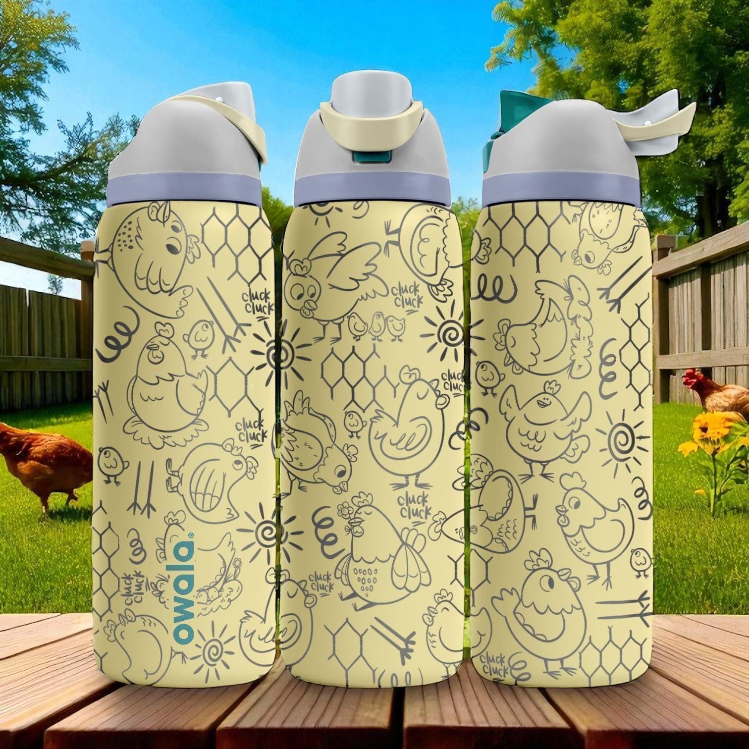 Engraved Chicken Owala Bottle – Funny Farm Animal Tumbler With