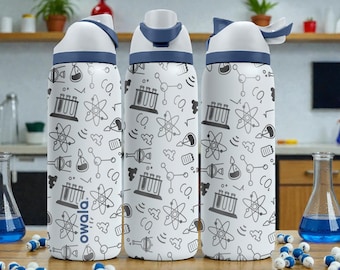 Science Doodle Engraved Owala Bottle – Chemistry & Lab Tools Pattern – STEM Teacher Gift – Stainless Steel Cup 16oz 24oz 32oz 40oz  ⸻