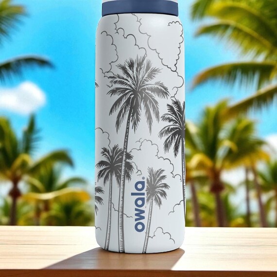Engraved Palm Tree Tumbler – Owala Water Bottle With Tropical