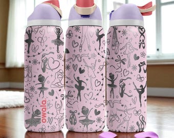 Botella Ballet Owala – 16 oz, 24 oz, 32 oz, 40 oz – Vaso de baile con bailarina grabada – Regalo para bailarinas y chicas que aman el ballet