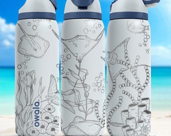 Stingray Ocean Tumbler – 16oz 24oz 32oz 40oz Custom Engraved Owala FreeSip Bottle – Sea Life Gift for Divers & Nature Fans