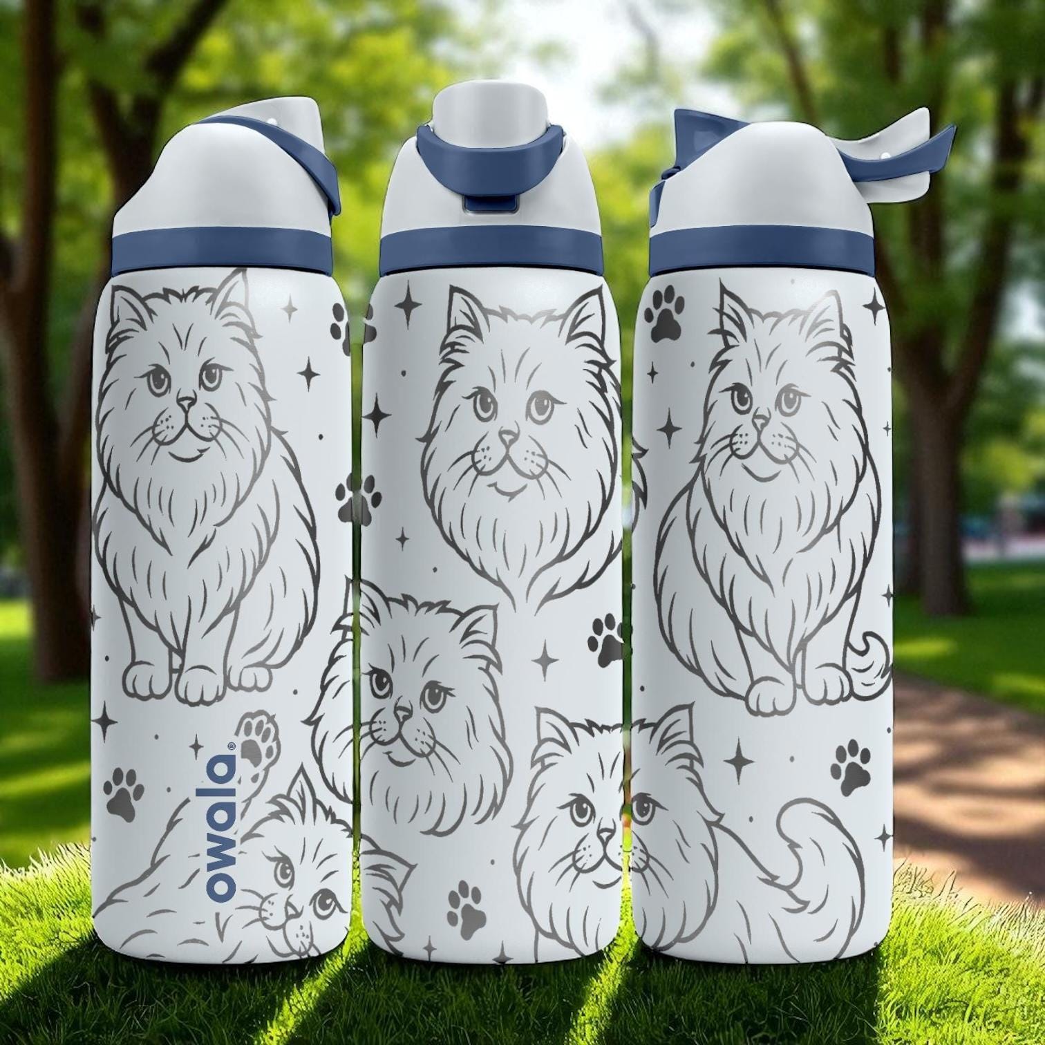 Persian Cat Engraved Owala Bottle – 16oz 24oz 32oz 40oz Water