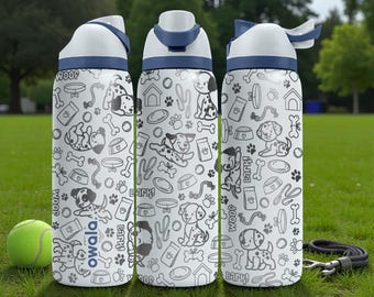 Dalmatian Dog Lover Engraved Owala Bottle – Cute Spotted Pup, Bones & Paw Print Pattern – Pet Owner Gift Stainless Cup 16oz 24oz 32oz 40oz