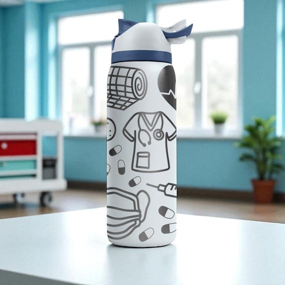 Bouteille D'eau Tritan 1L Pour Infirmières - Sans BPA, Filtre à Fruits Et Brosse Nettoyante Incluses - Cadeau Idéal Pour Le Personnel Soignant