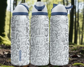 Owala-Flasche mit Gravur Wildtiere - Waldtierverpackungsdesign - Edelstahlbecher 16 Unzen 24 Unzen 32 Unzen 40 Unzen
