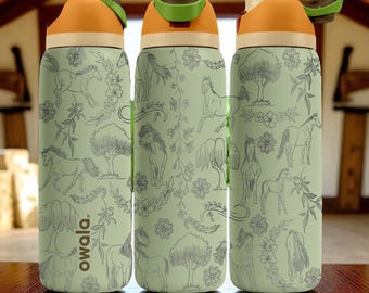 Horse Engraved Owala Tumbler – 16oz 24oz 32oz 40oz FreeSip Cup with Floral Ranch Wrap – Gift for Horse Girls and Equestrian Lovers