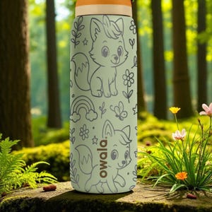 Fox Forest Owala Bottle – 16oz 24oz 32oz 40oz Engraved Cute Animal Cup – Woodland Themed Gift – Kids Wildlife Adventure Drinkware image 10