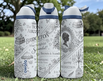 Bridgerton inspirierte Owala-Flasche - Regency Romance Design - Edelstahlwasserflasche 16oz 24oz 32oz 40oz ⸻