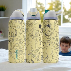 Lion King Inspired Owala Bottle – Engraved Safari Wrap Design – Stainless Steel Cup 16oz 24oz 32oz 40oz