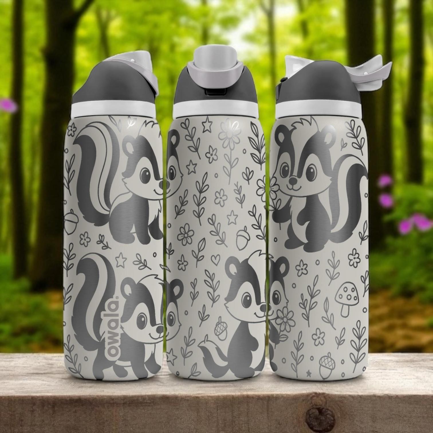 Woodland Skunk Owala Bottle – 16oz 24oz 32oz 40oz Engraved Animal