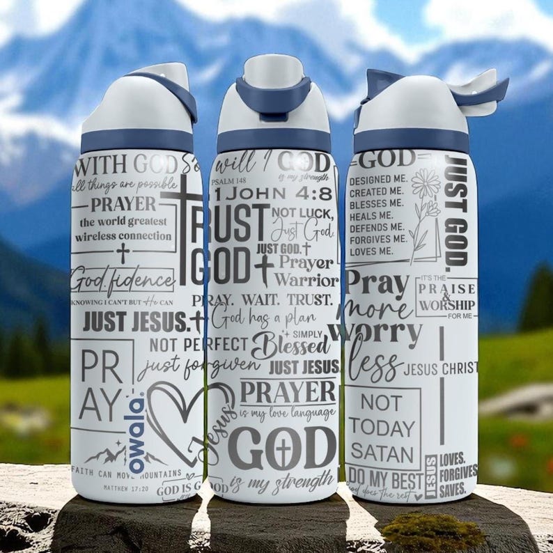 Christian Engraved Owala Tumbler – 16oz 24oz 32oz 40oz Bible Verse FreeSip Cup – Faith Gift for Her or Him image 1