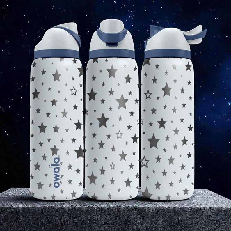 Starry Night Owala Bottle – Engraved Stars Wrap Design – Celestial Stainless Steel Cup 16oz 24oz 32oz 40oz image 1