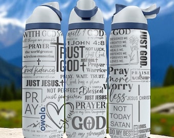 Christian Engraved Owala Tumbler – 16oz 24oz 32oz 40oz Bible Verse FreeSip Cup – Faith Gift for Her or Him