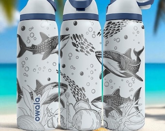 Whale Shark Ocean Tumbler – 16oz 24oz 32oz 40oz Custom Engraved Owala FreeSip Bottle – Marine Gift for Divers & Sea Life Fans