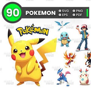 Pokémon SVG Bundle, Cartoon Clip Art, Cartoon SVG, Cricut Cutting File, svg files for Cricut, Cartoon SVG Bundle Pikachu image