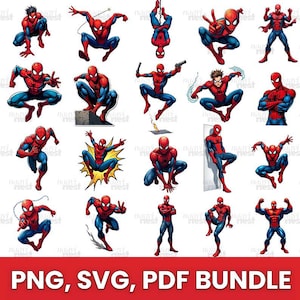 Spiderman PNG Bundle, Spiderman SVG Bundle, Spiderman Clipart, Spiderman Cut Files Svg, Spiderman SVG clipart, Avengers Digital Download
