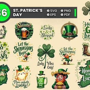 Lot d'autocollants numériques de la Saint-Patrick, Bottes de cow-boy de la Saint-Patrick, Produits à imprimer, Illustrations irlandaises festives, Usage commercial