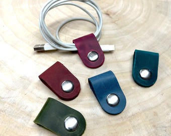 Leather cable ties – handmade, leather organizer for cables & technology
