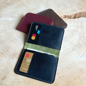 Tarjetero y minibilletero DEVA en piel - ¡personalizable con nombre! Muchas combinaciones de colores