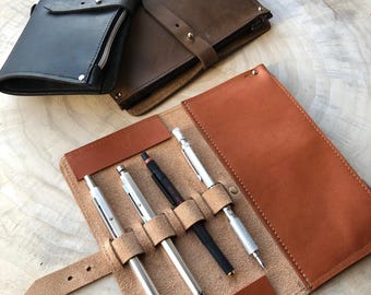 Leather pencil case with pen holders SERENA - pencil case - pencil pouch - pencil case