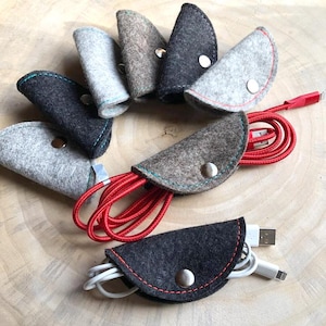 Wool felt cable organizer – cable holder – cable ties handmade from wool felt – organizer for cables & technology