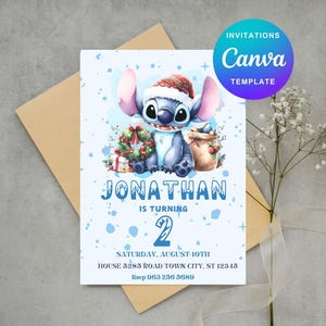 Stitch Birthday Invitation: Editable & Printable Template – Beautiful Invitation for Your Little One's Birthday, Editable in Canva