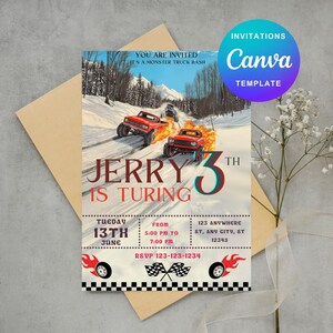 Editable Hot Cars Invitation, Hot Wheels Invitation, Hot Race Cars Birthday Template, Editable Kids Birthday Invitation, Hot Wheels Template