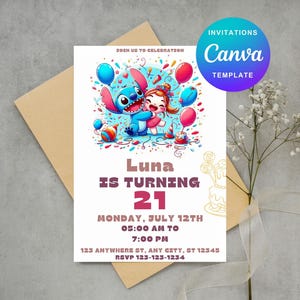 Modelo de convite de aniversário editável com ponto, convites para festa de aniversário para impressão, convite digital para festa infantil, cartão de aniversário para meninos e meninas