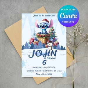 Editable Stitch Birthday Invitation Template, Printable Birthday Party Invitations, Digital Kids Party Invite Boys & Girls Bday Card Evite