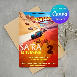 editable Hot Cars Invitation, Hot Wheels Invitation, Hot Race Cars Birthday Template, Editable Kids Birthday Invitation, Hot Wheels Template